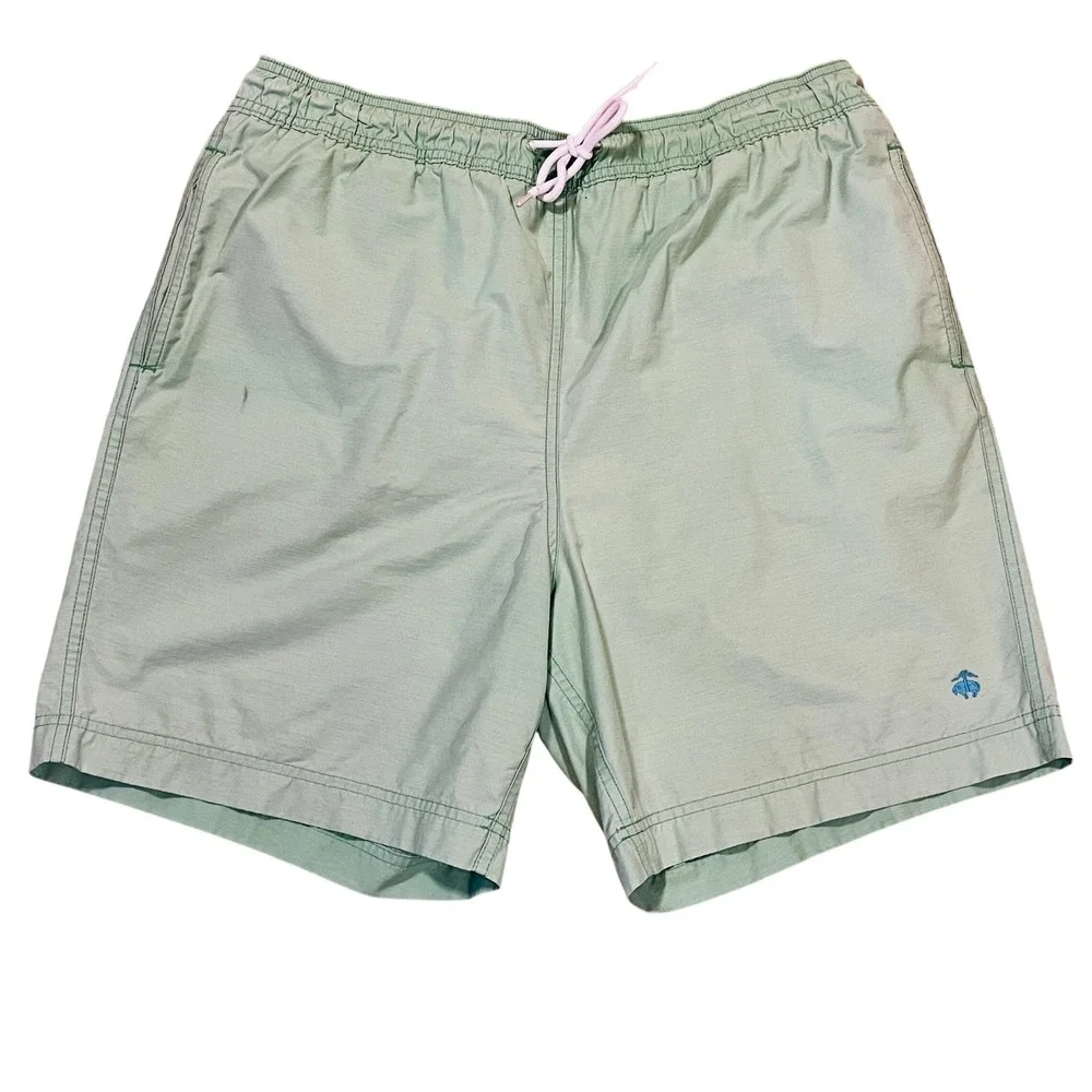 Brooks‎ Brothers 346 Classic Swim Shorts M Light Green Trunks Mesh Lined Beachy